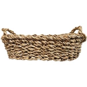 Natural Handwoven Oval Seagrass Storage/Bread Basket‎ W/ Handles Rustic Boho